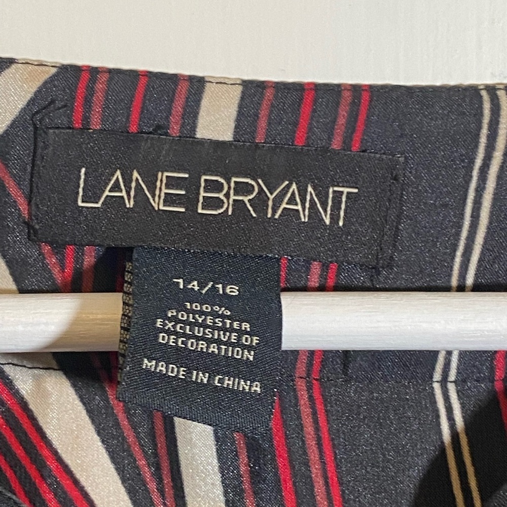 Lane Bryant Red, White & Black, Long Sleeved Blouse 14/16 - Picture 3 of 4